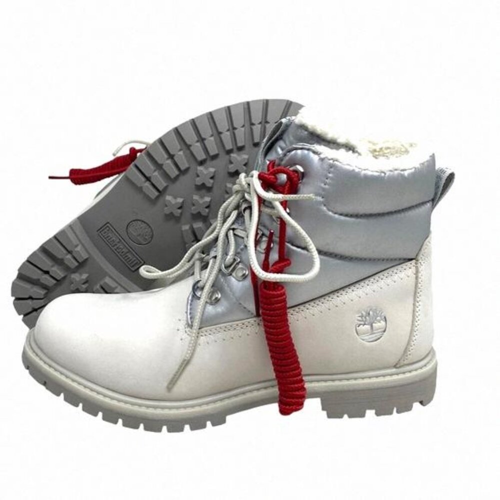 Timberland Women's Premium 6 Inch Warm Lined Boot TB0A44WJ Nubuck White Silver - Picture 8 of 9